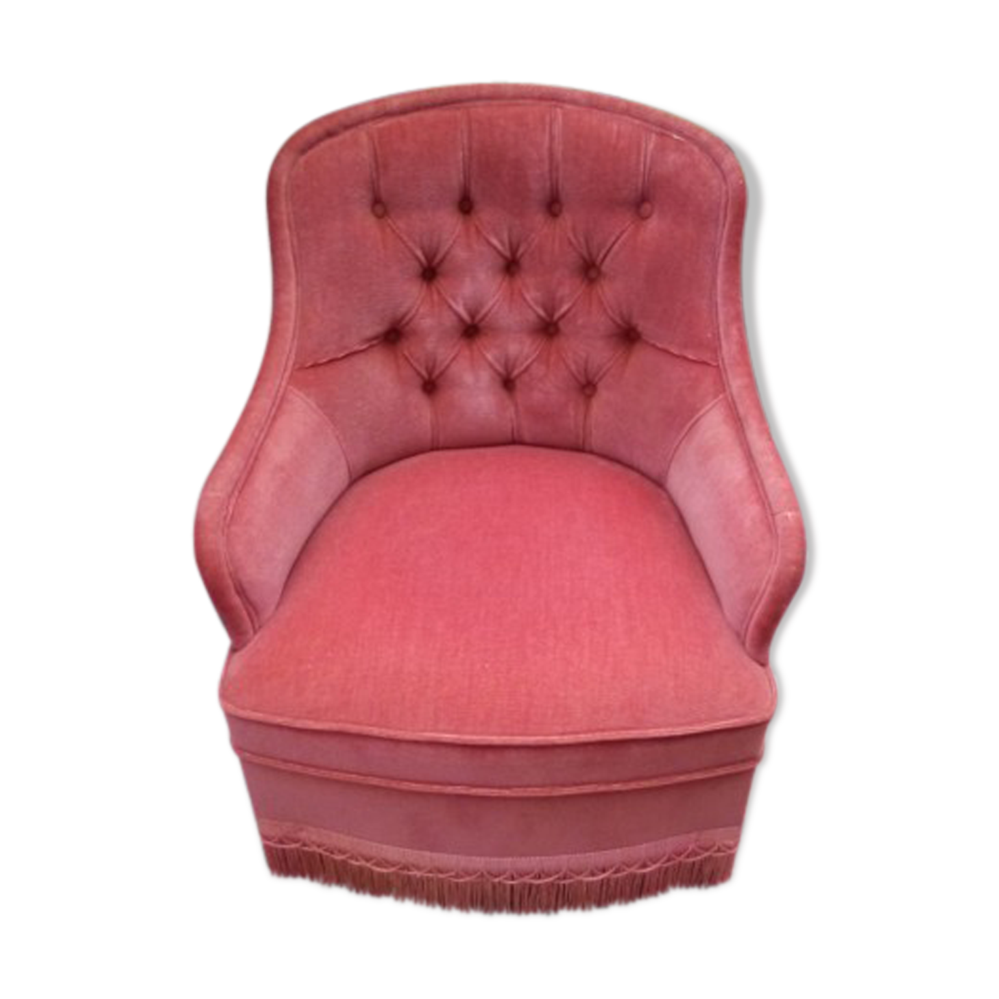 Pink velvet padded toad chair