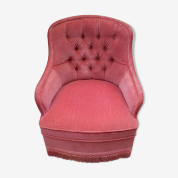 Pink velvet padded toad chair