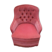 Fauteuil crapaud capitonné velours rose