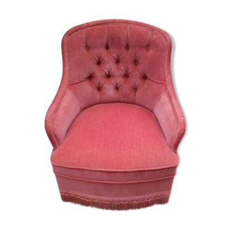 Pink velvet padded toad chair