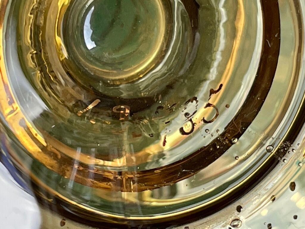 Amber crystal enamel and gilded liquor service