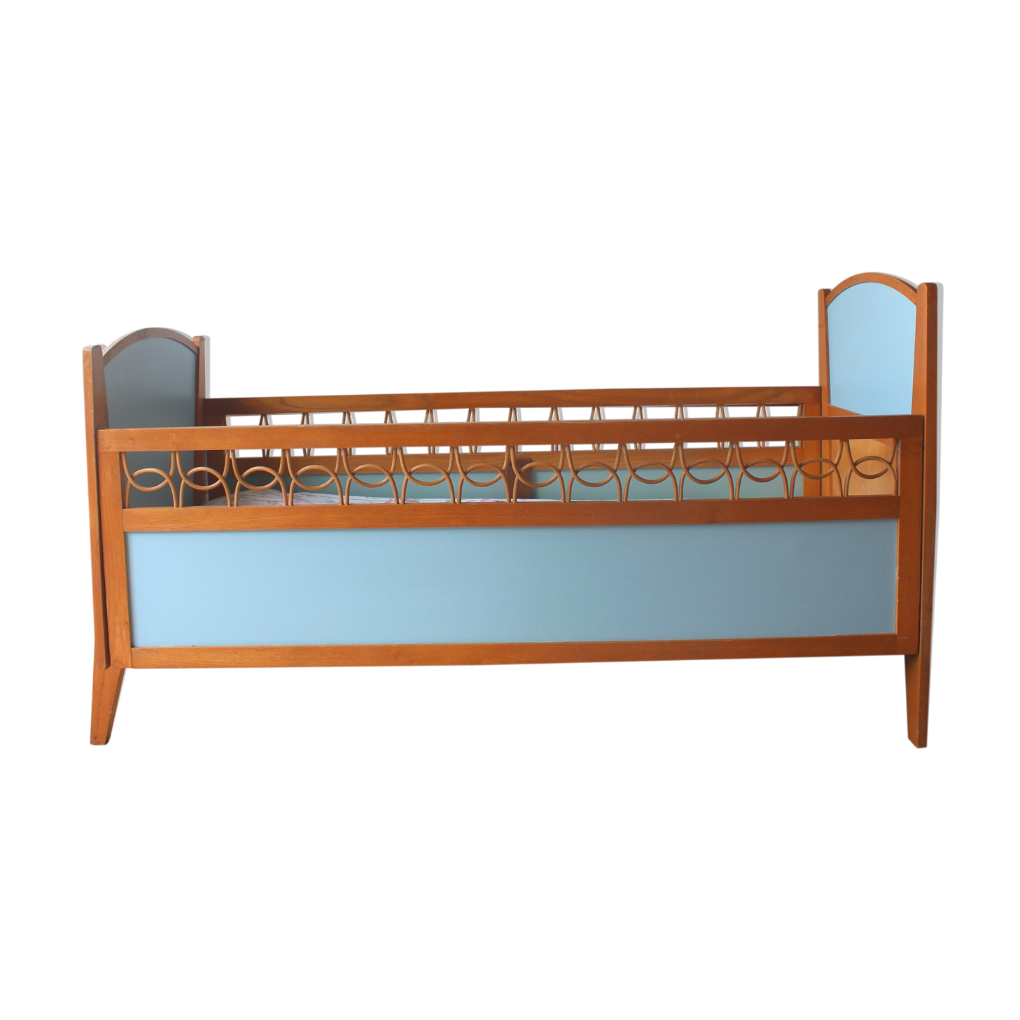 Bed baby/child of the 50s in wood and rattan