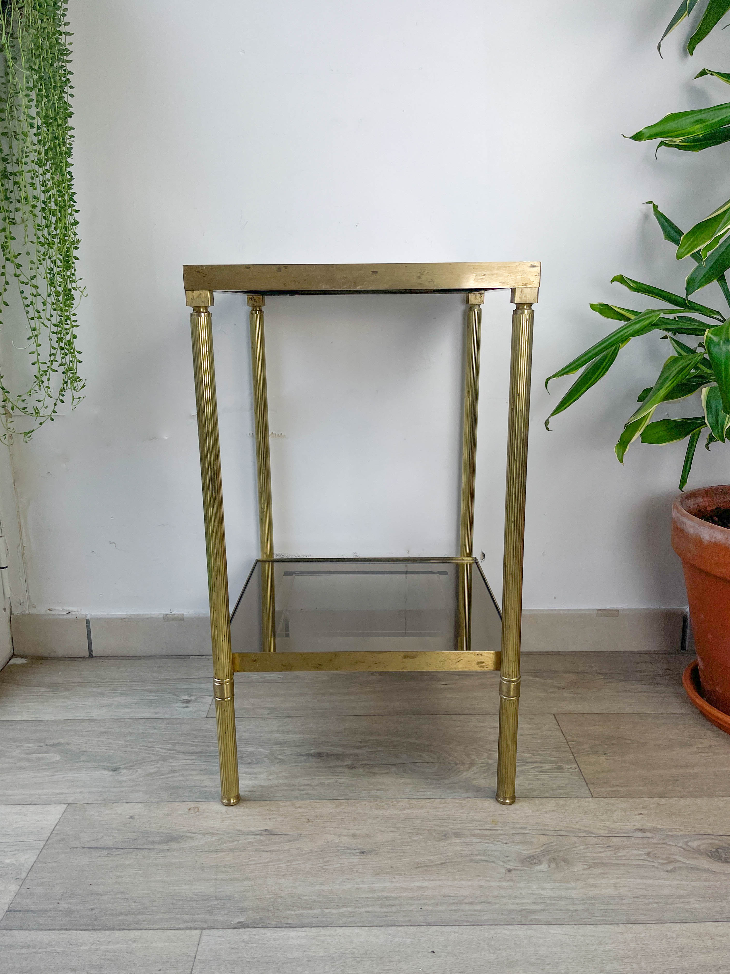 Brass and smoked glass harness 1970