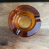 Amber glass ashtray
