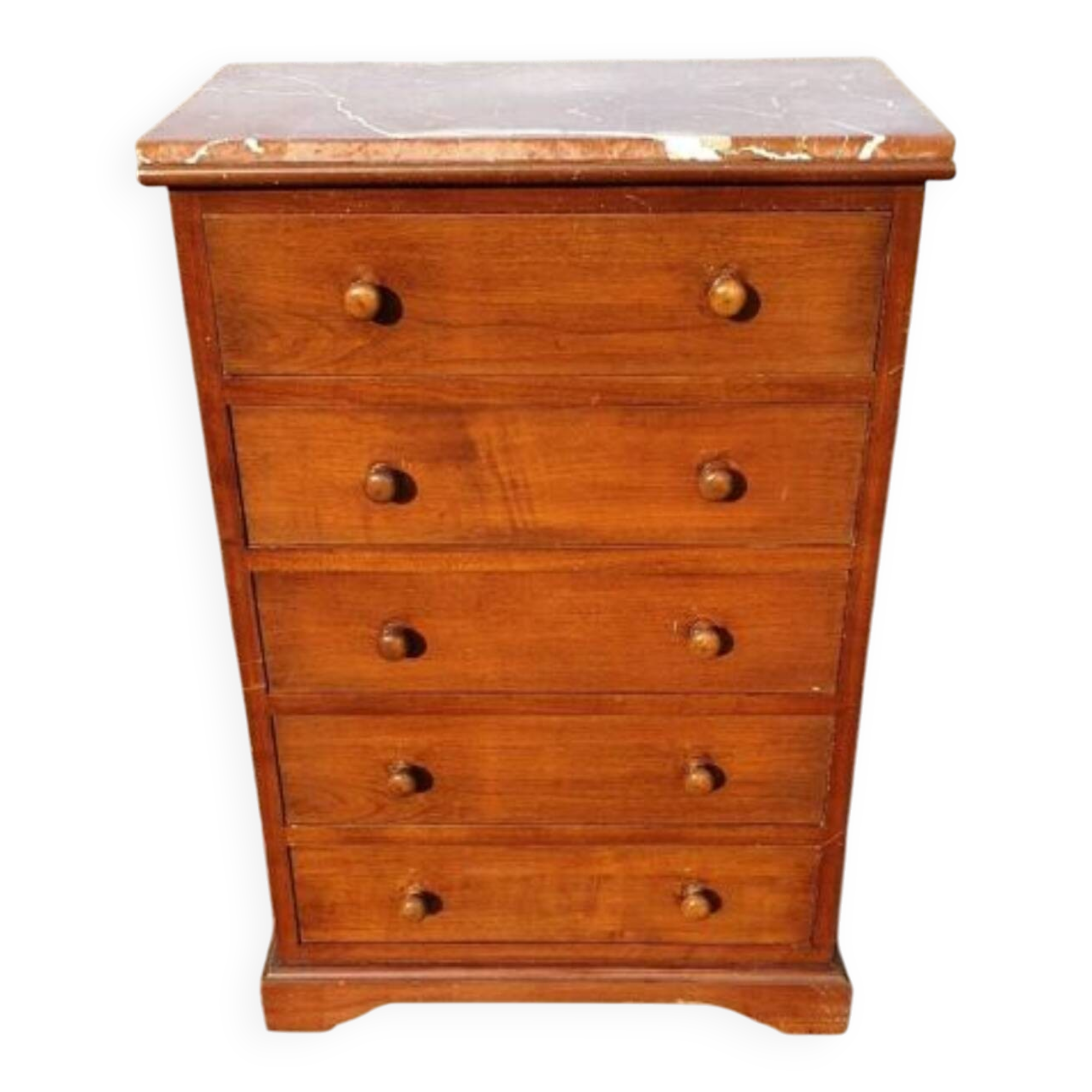 Mahogany and marble chest of drawers or chiffonier
