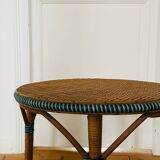 Guéridon table basse vintage en rotin