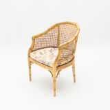 Pair of bamboo chairs caning around 1960
