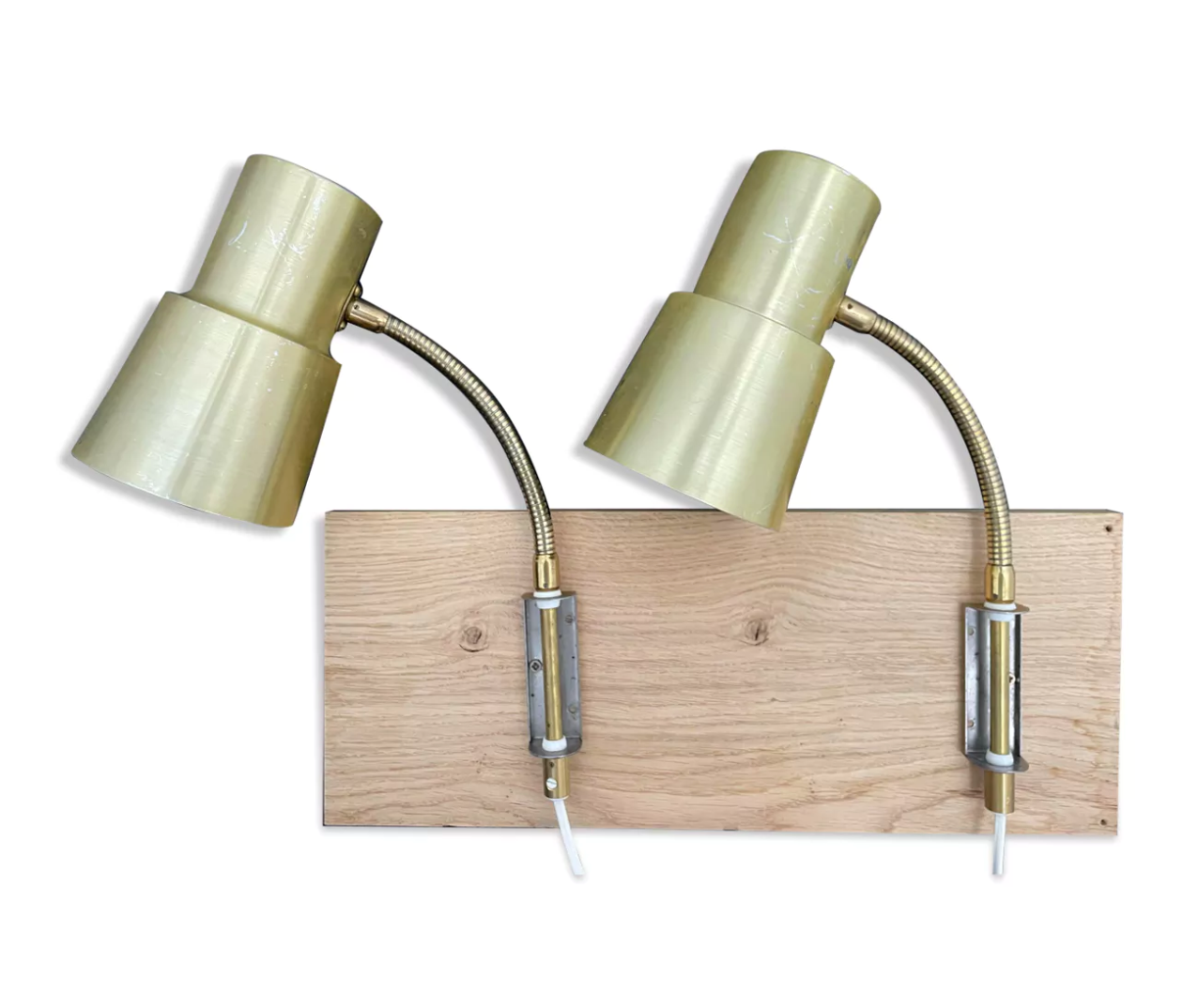 Pair of scandinavian brass wall lamps, EWA Sweden 1970