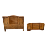 Carved wooden art deco headboard and footboard