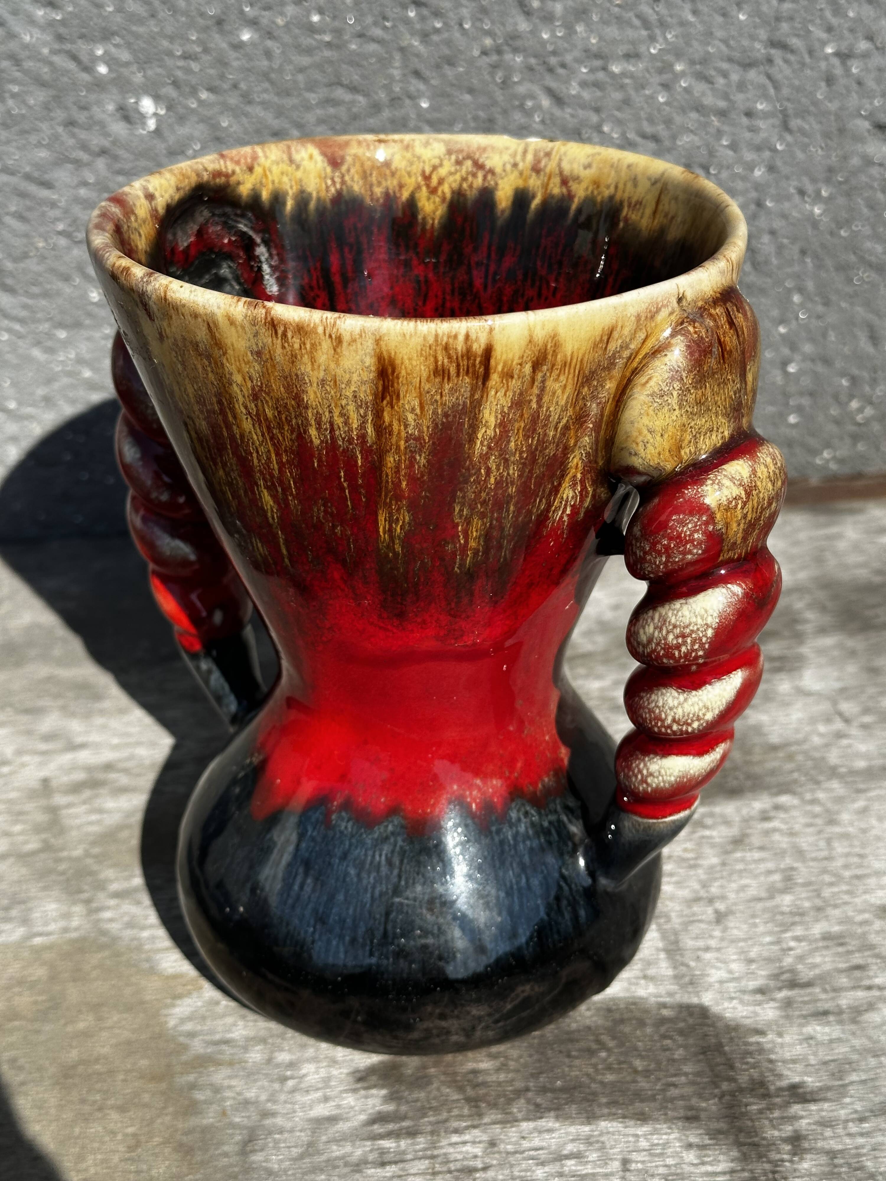 Vintage ceramic vase from Vallauris, signed JAC