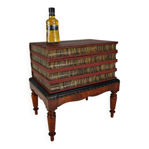 Coffret à livres en similicuir sur support peint – Anglais, vers 1830