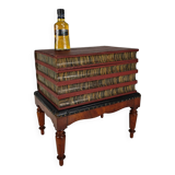 Leather faux book box on painted stand – English, circa 1830