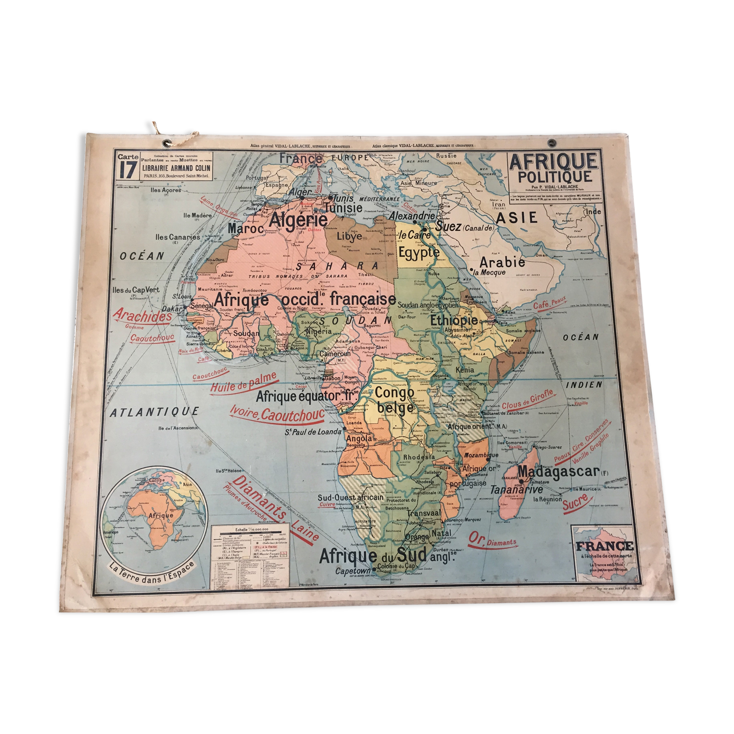 Carte géographique Afrique Vidal Lablache