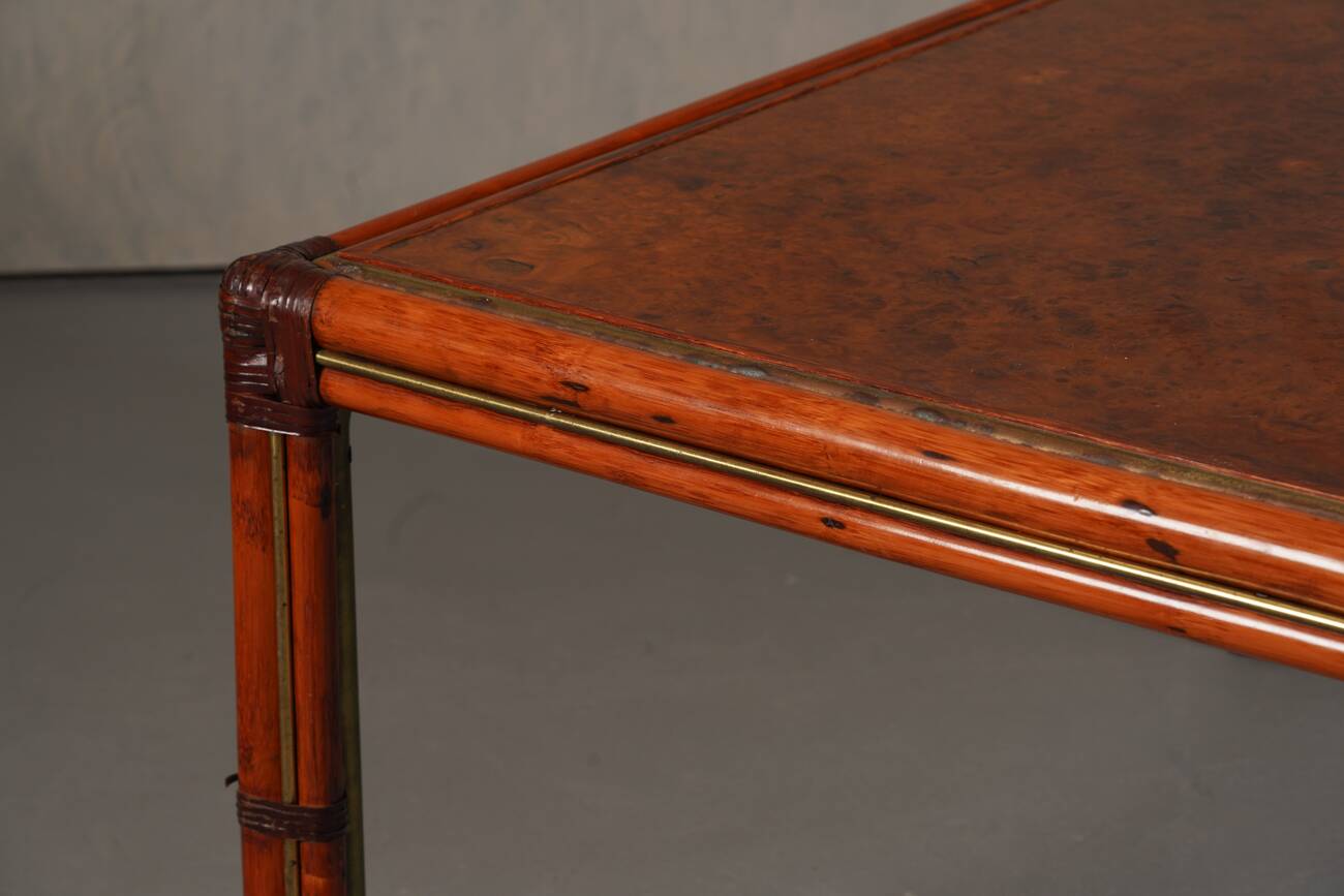 Table à manger carrée vintage en frêne de burl par Alberto Smania pour Studio Smania Interni, Italie, années 1960.