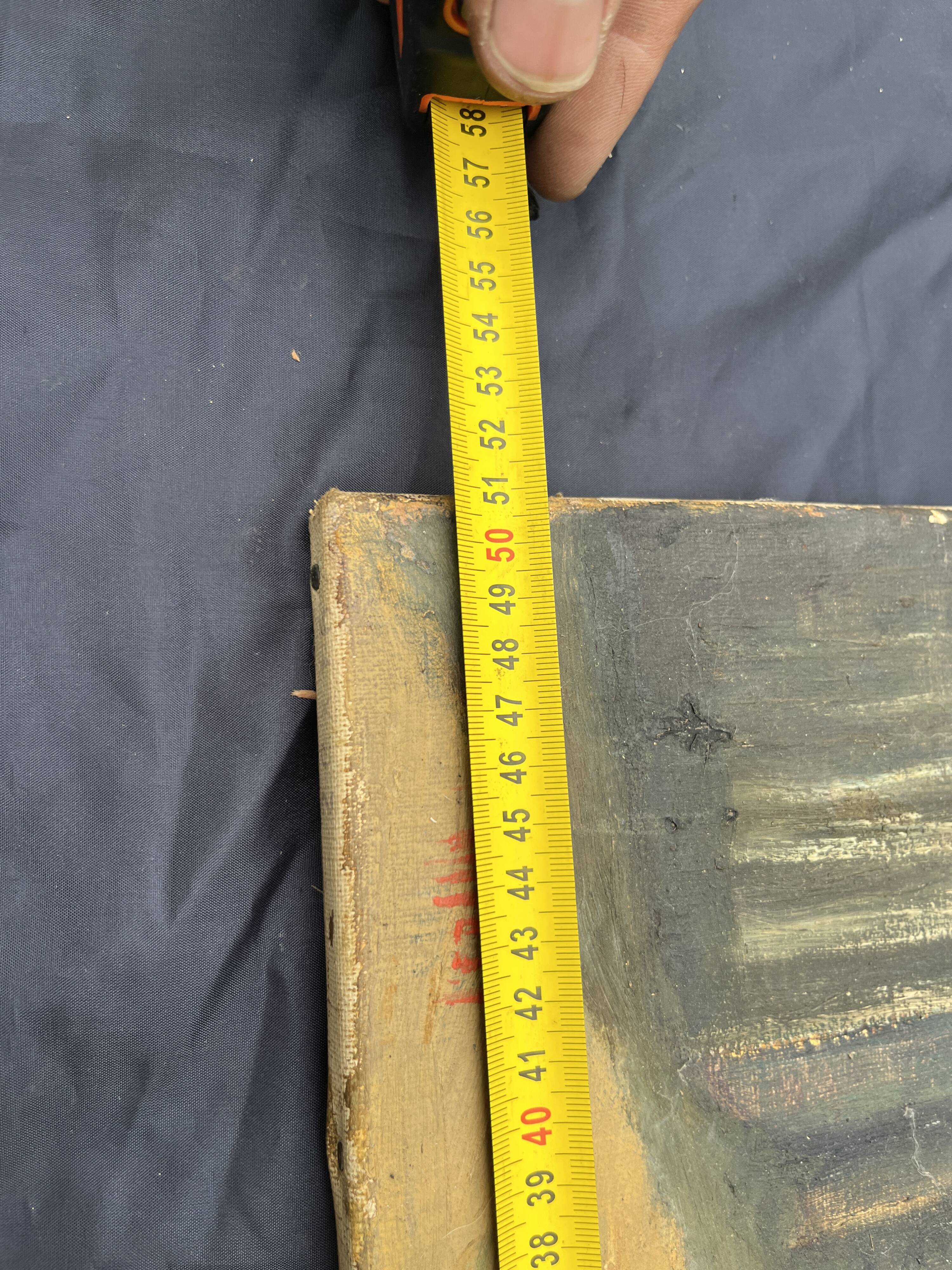 Painting on canvas signed “Wyett” – Village scene with chickens