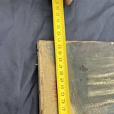 Painting on canvas signed “Wyett” – Village scene with chickens