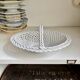 Oval basket in white glazed earthenware