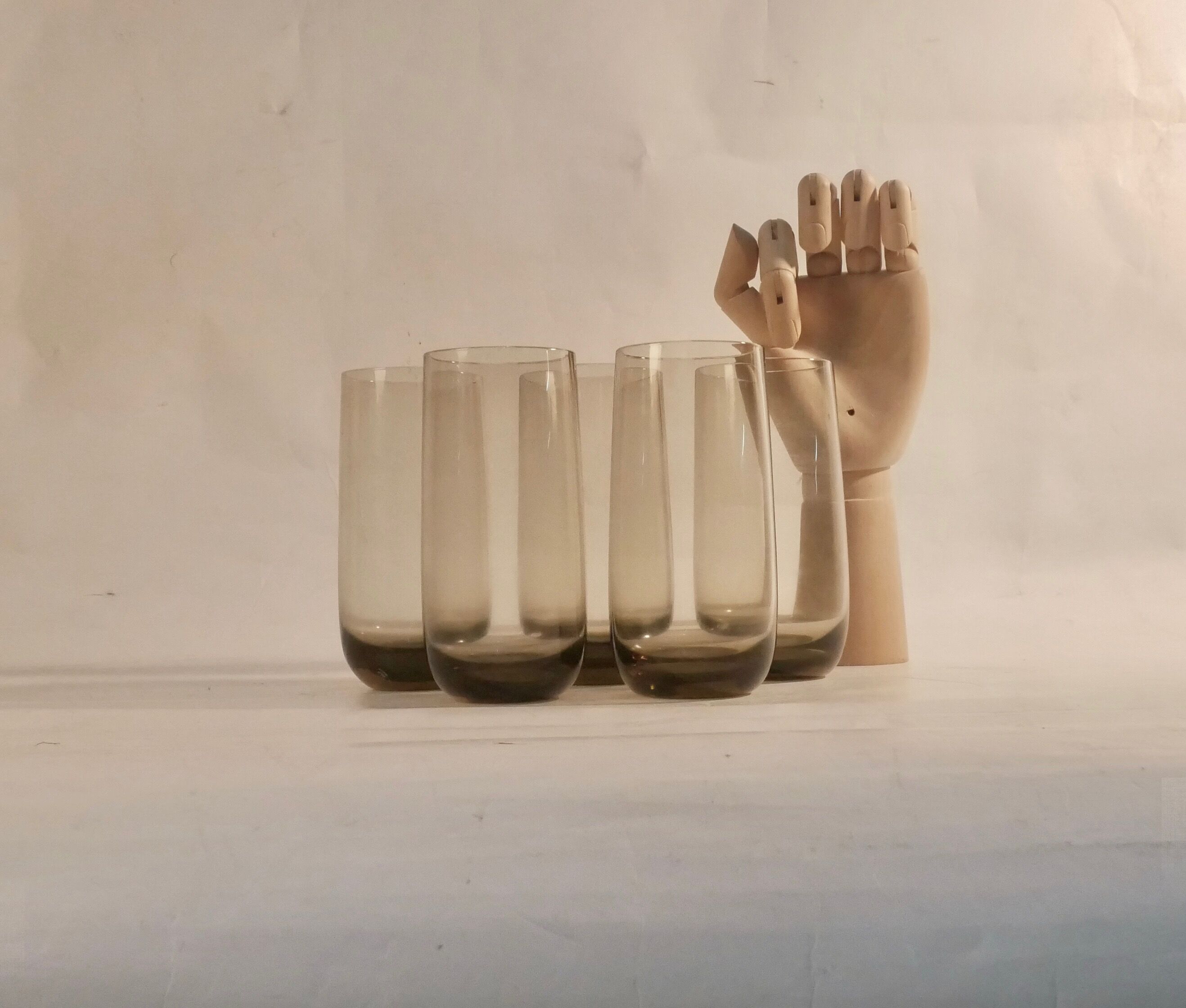 lot 5 vintage brown orangeade glasses 1970 Scandinavian style