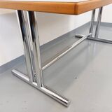 Vintage walnut and chrome metal desk from the 1970s.