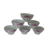 6 Porcelain bowls Limoges décor small pink flowers 50s/60s