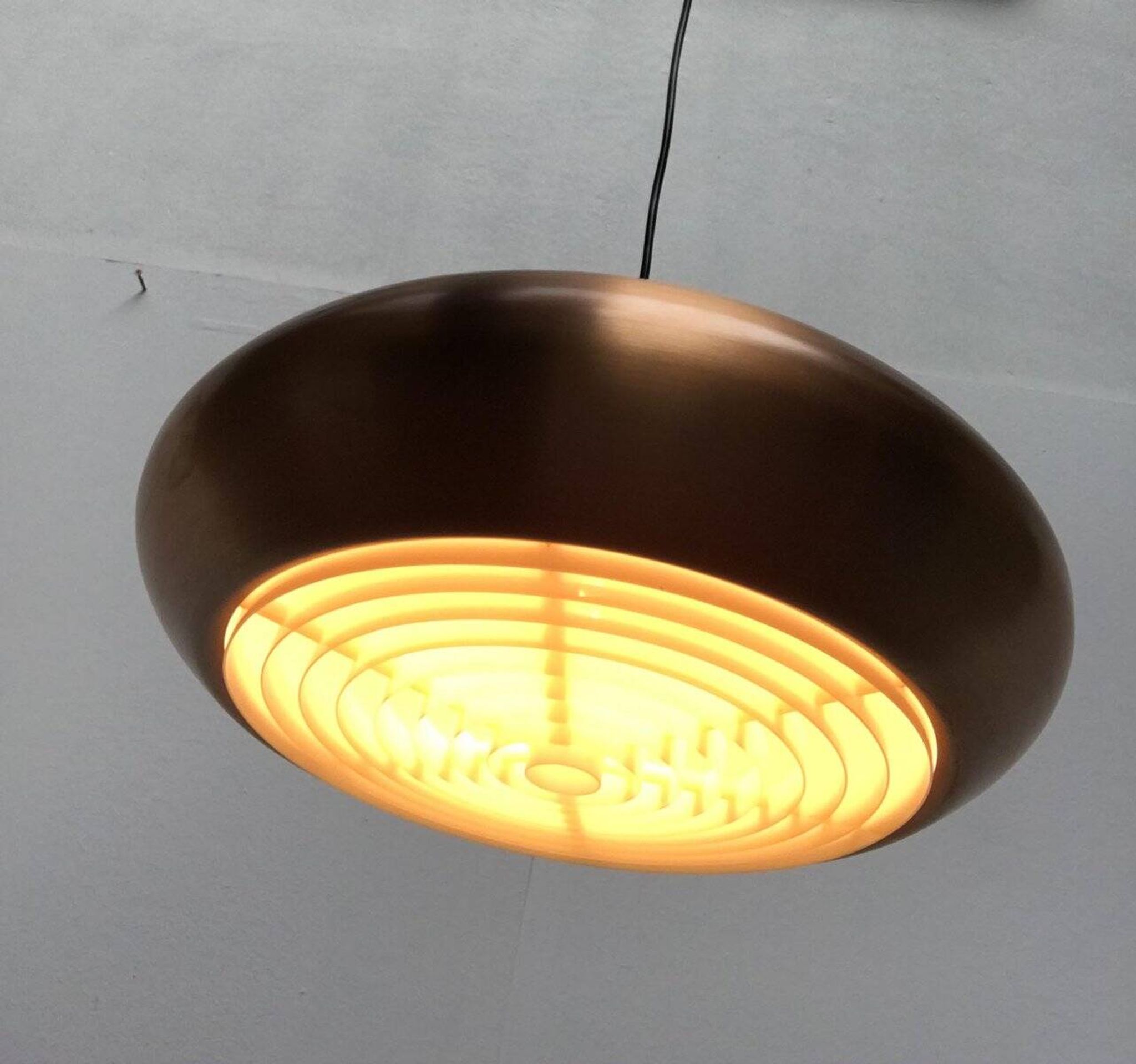 Large suspended copper lamp from mid-century Germany by Goldkant Leuchten.