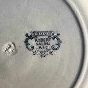 Set of 6 old Robert Salins flat plates, Terre de Fer