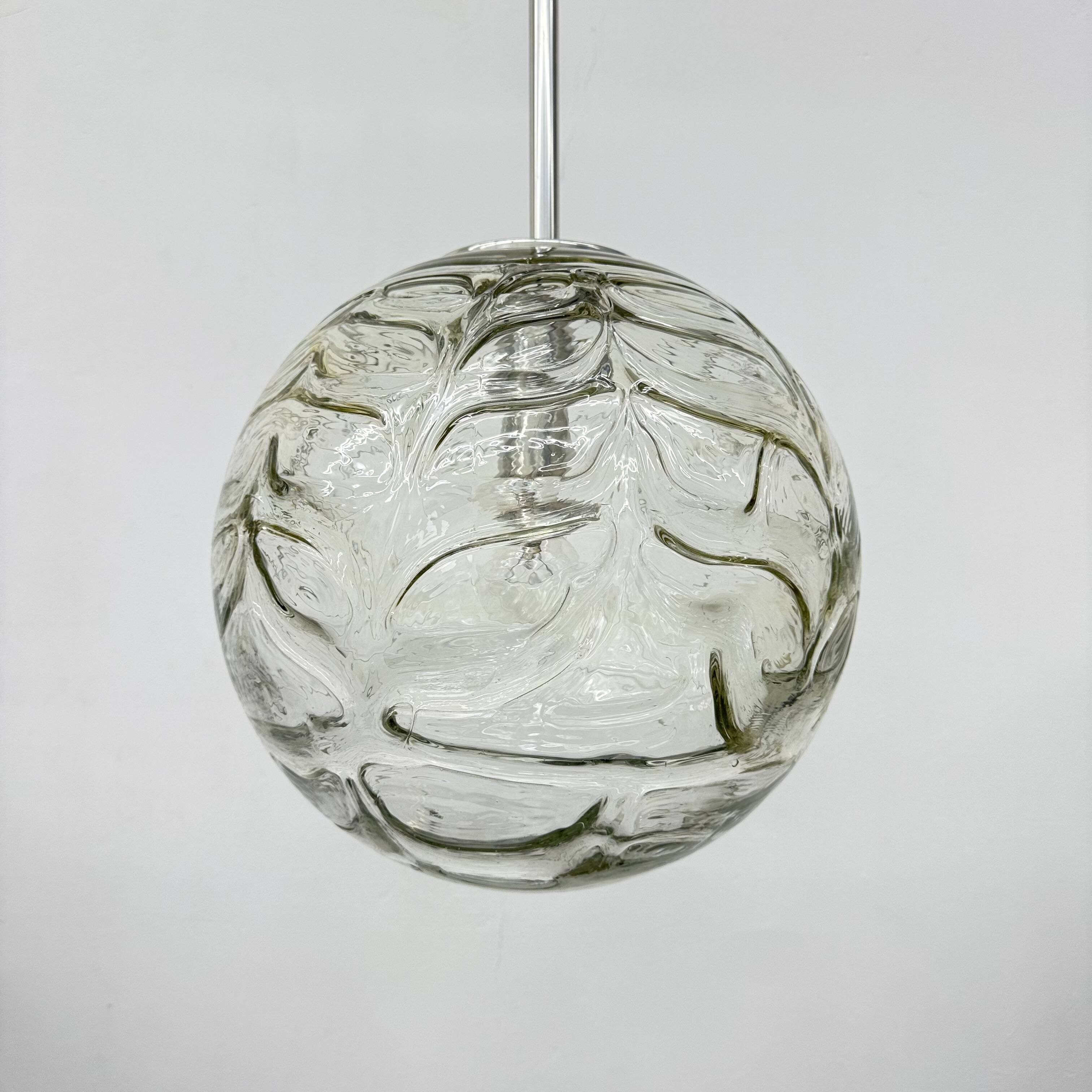 Doria leuchten glass hanging lamp , 1970s