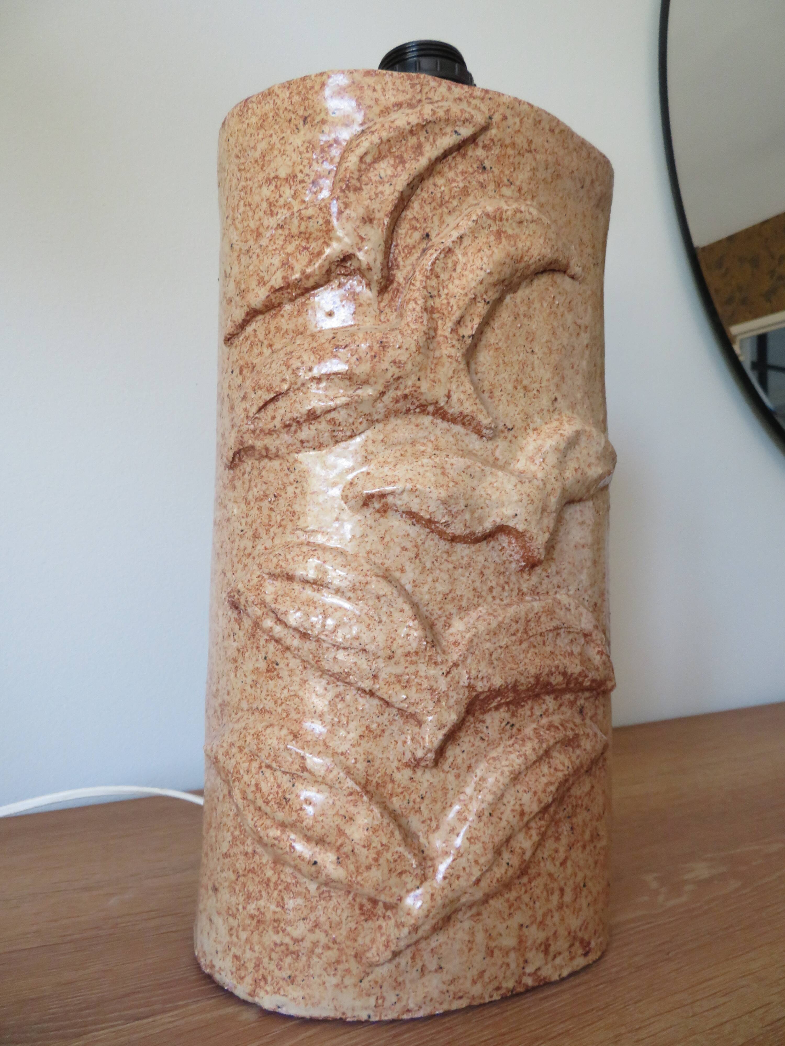 Large vintage glazed terracotta lamp base