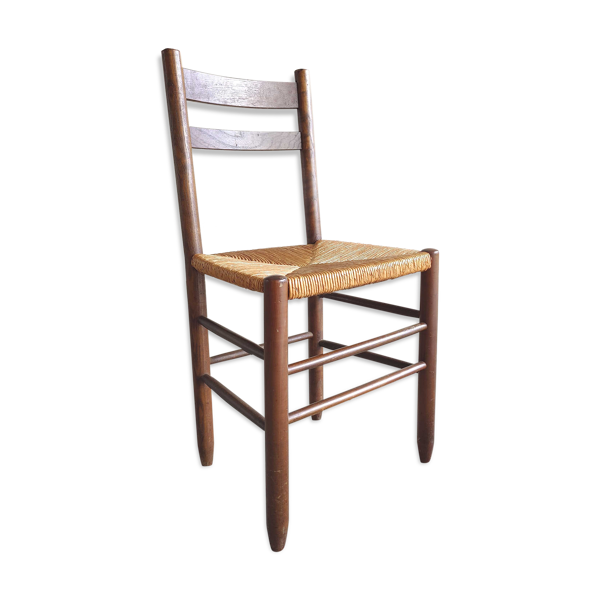 Chaise vintage bois et paille