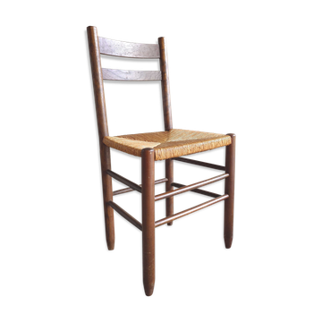 Chaise vintage bois et paille