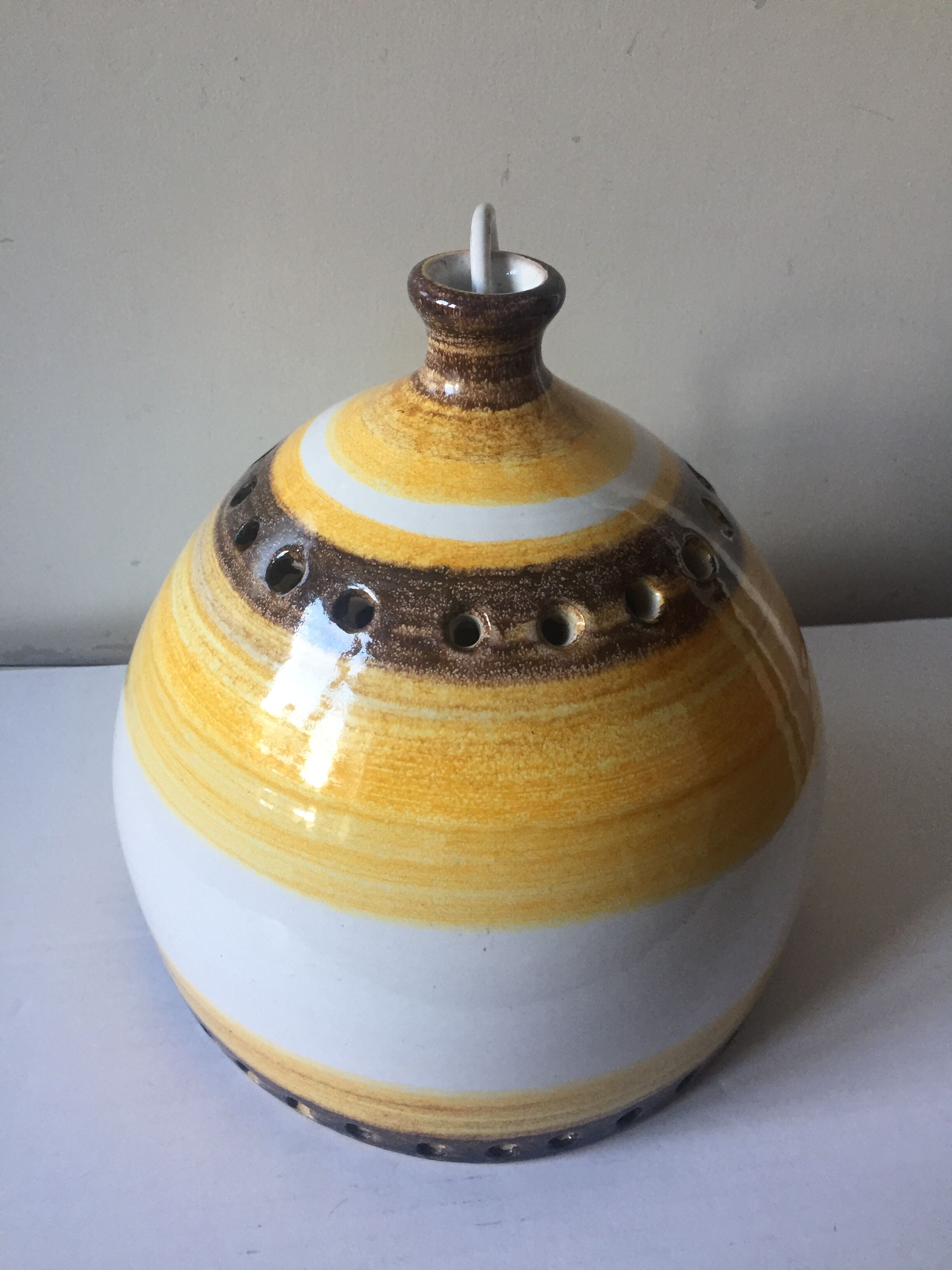 Danish 1960s Glazed Stoneware Pendant Lamp