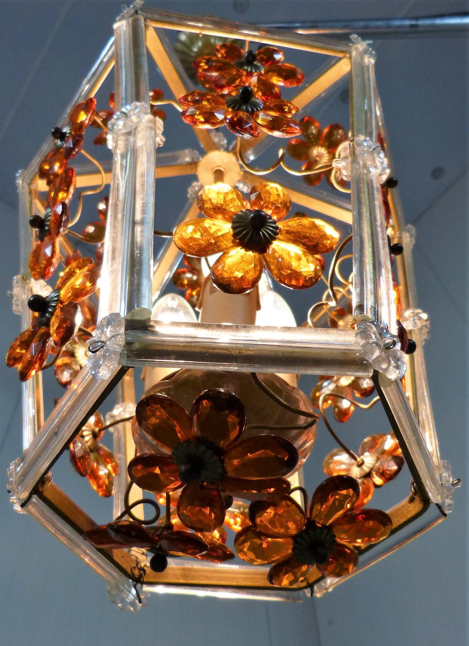 Glass flower hanging lamp 1950-60’s