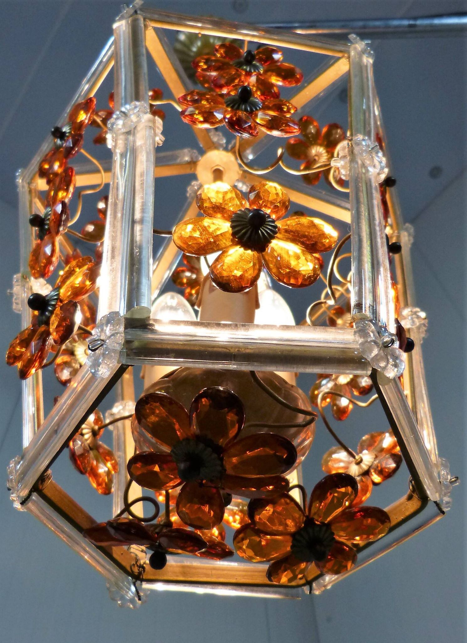 Suspension en verre en forme de fleur, années 1950-60