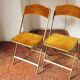 Chaises chaisor pliantes, structure doré et velours jaune d'or vintage