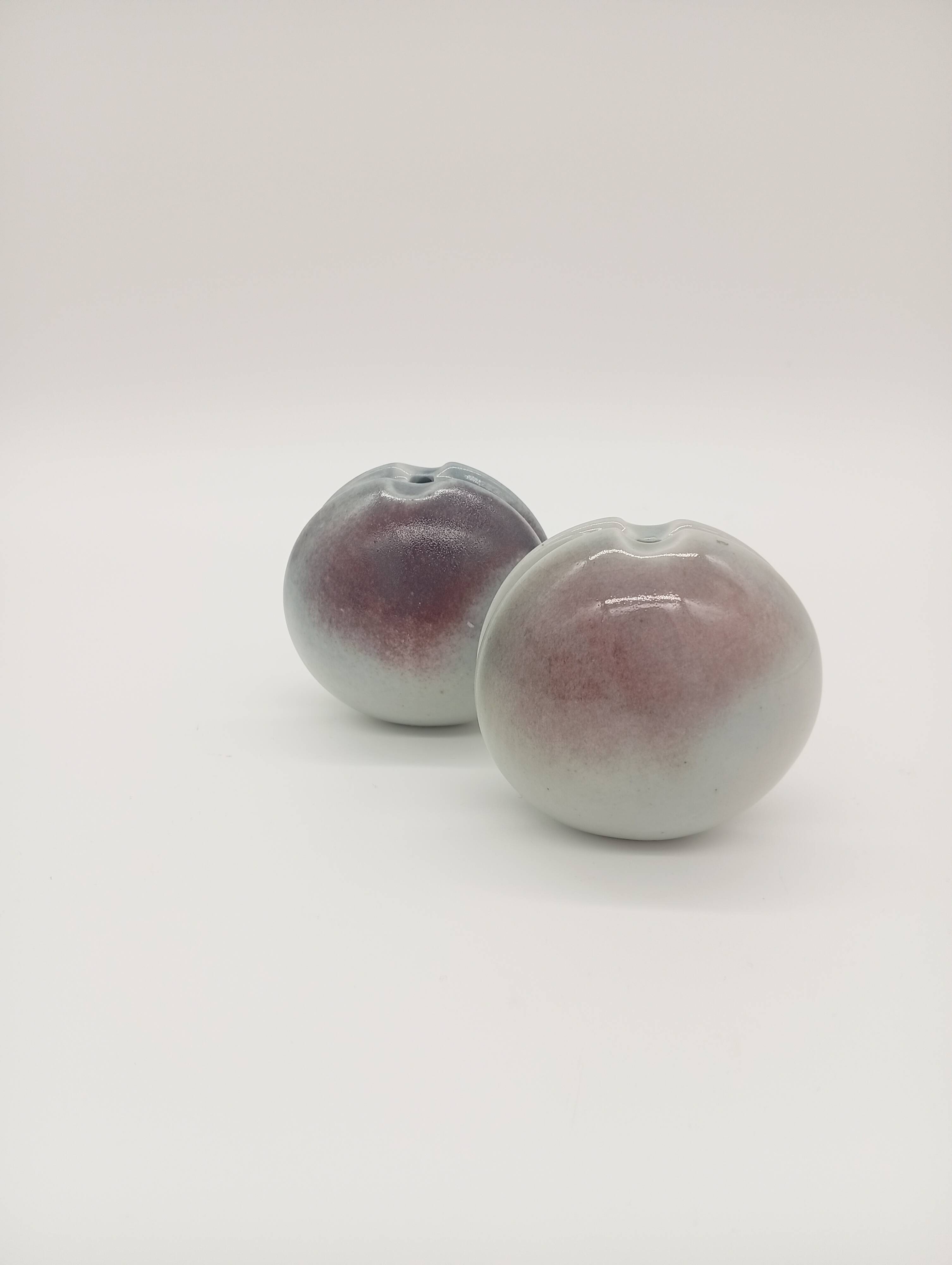 Duo 2 Vase Soliflore Lenticular Glazed Stoneware Grey Blue Purple Ceramic