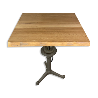 Industrial table height adjustable solid wood
