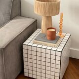 Minimalist raffia bedside table lamp