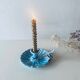 Old blue enameled metal candle holder