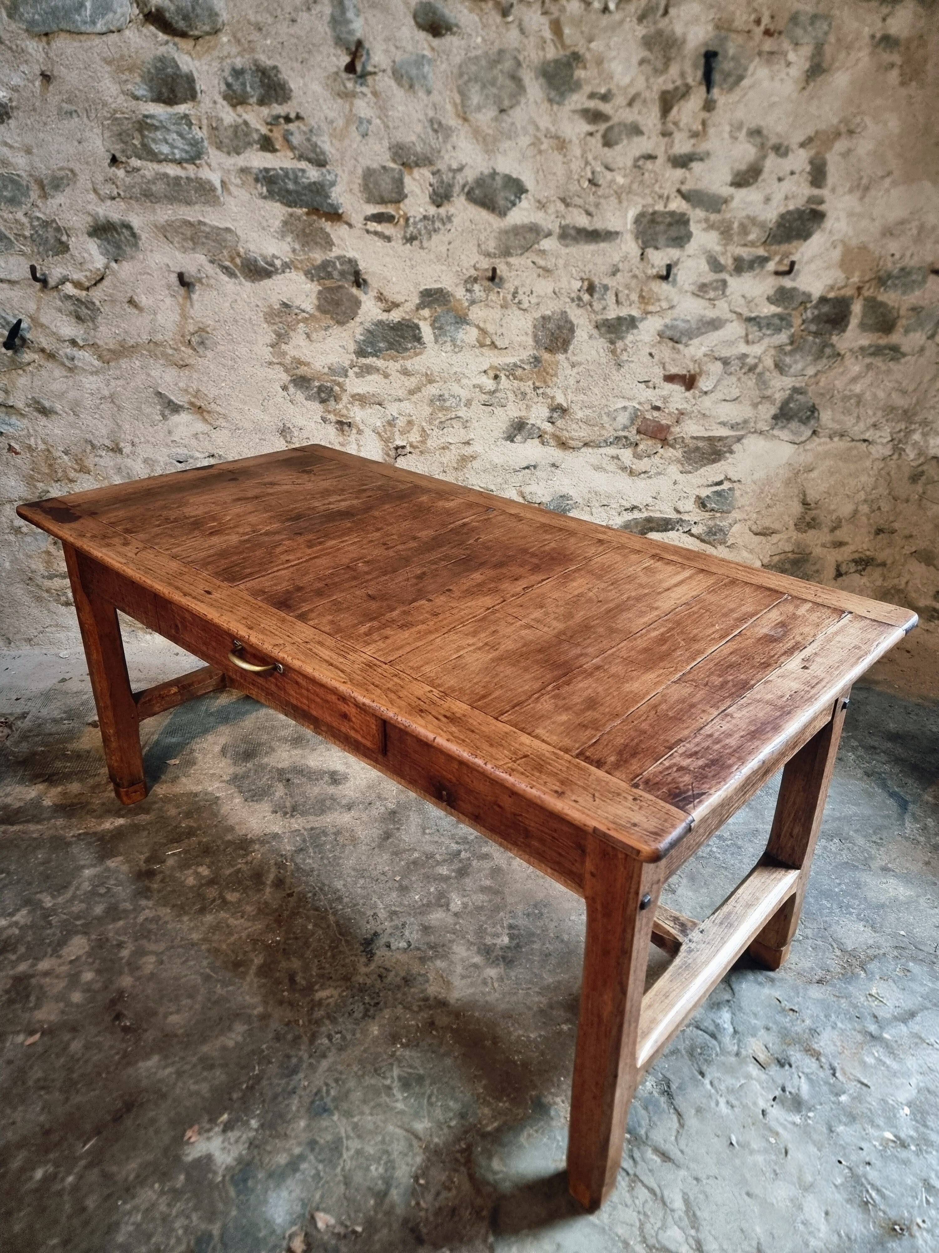 Antique French farmhouse dining table – Walnut work table, late 19th century