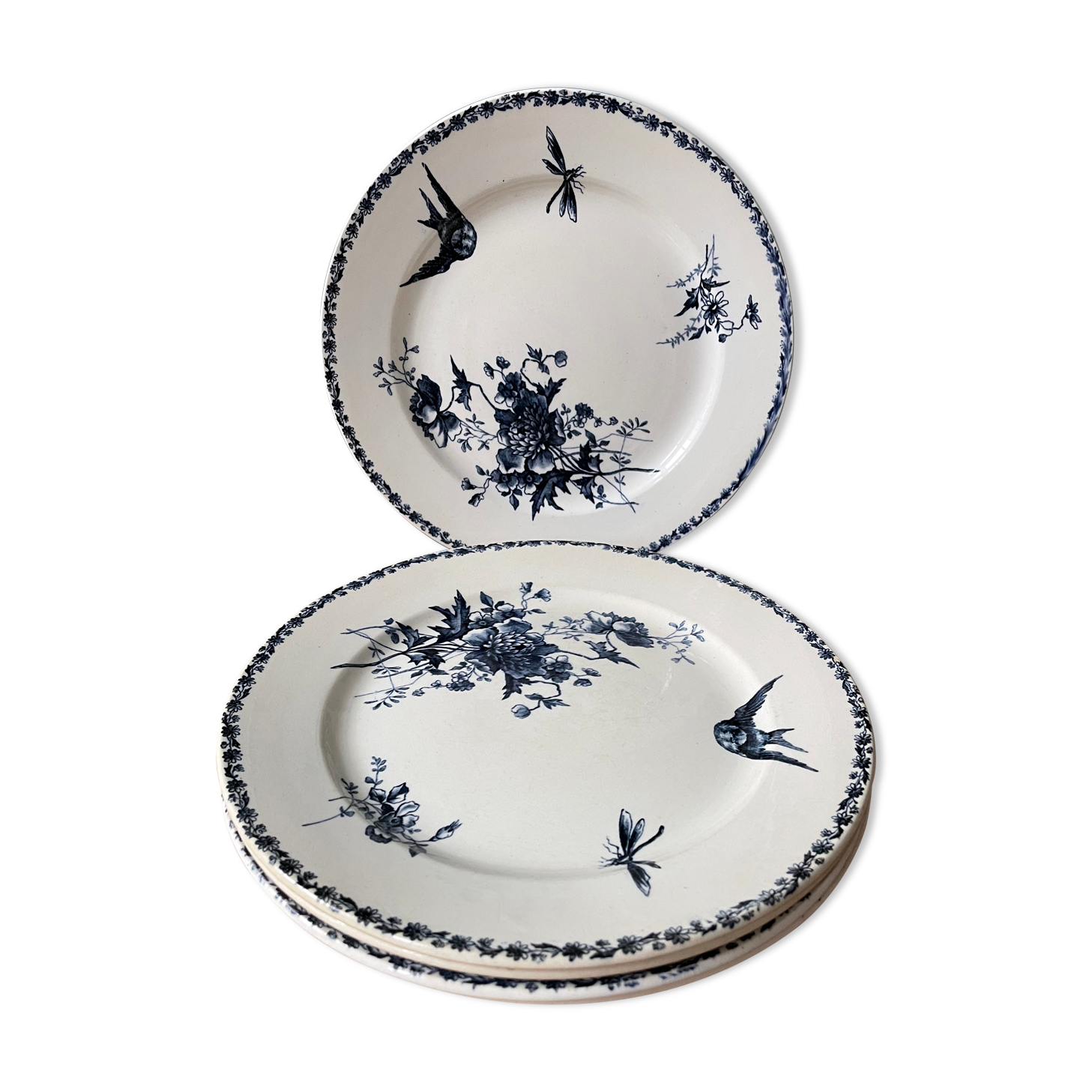 Series of 5 flat plates Terre de Fer HB and Cie Choisy Le Roi