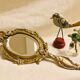 19th-style louis XV gilded bronze beveled hand mirror