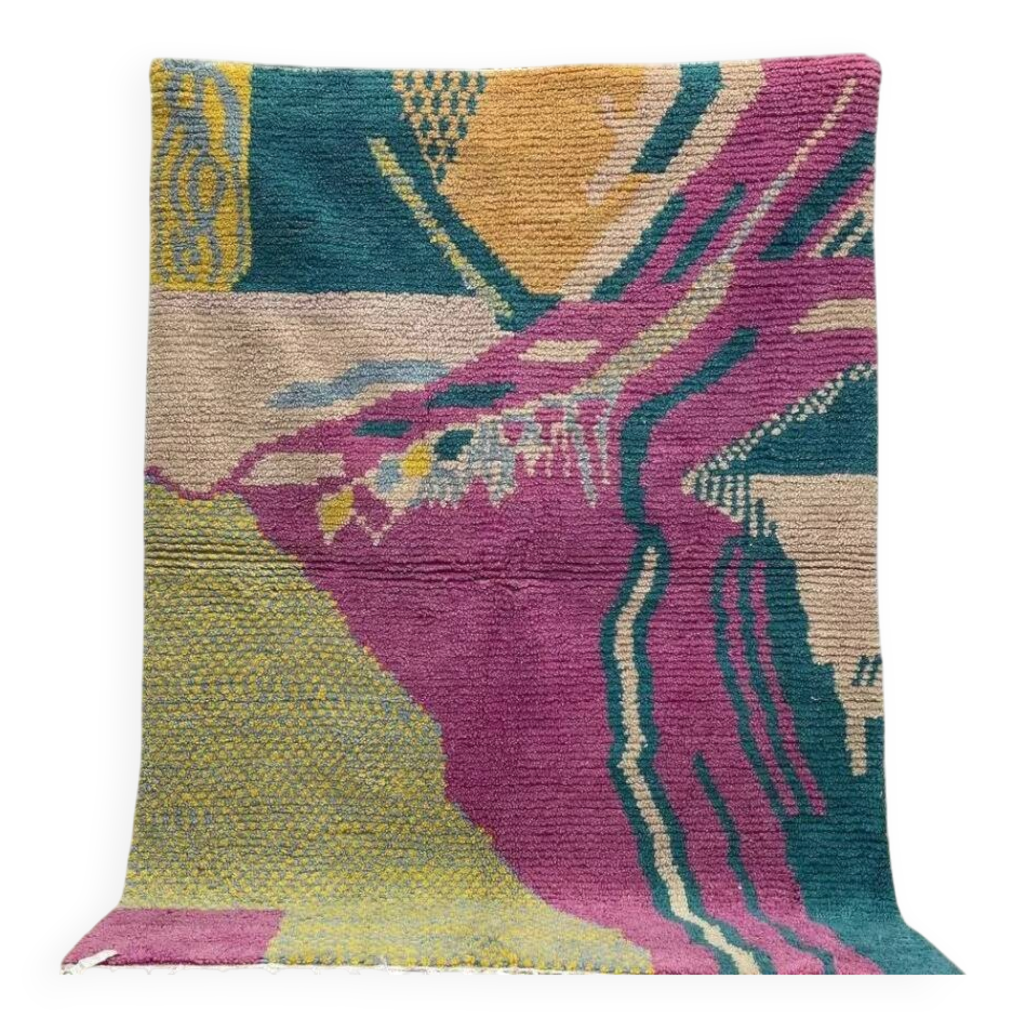 Traditional Moroccan rug, natural wool, 3 x 2 m.