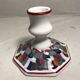 Bougeoir céramique blanche + motifs peints couleurs signé bd vintage