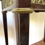 Living room table, Louis XVI style desk in wood, marble and brass