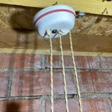 Antique Ceramic Up & Down Pendant Light with Vintage Flowers & Fruits Decor