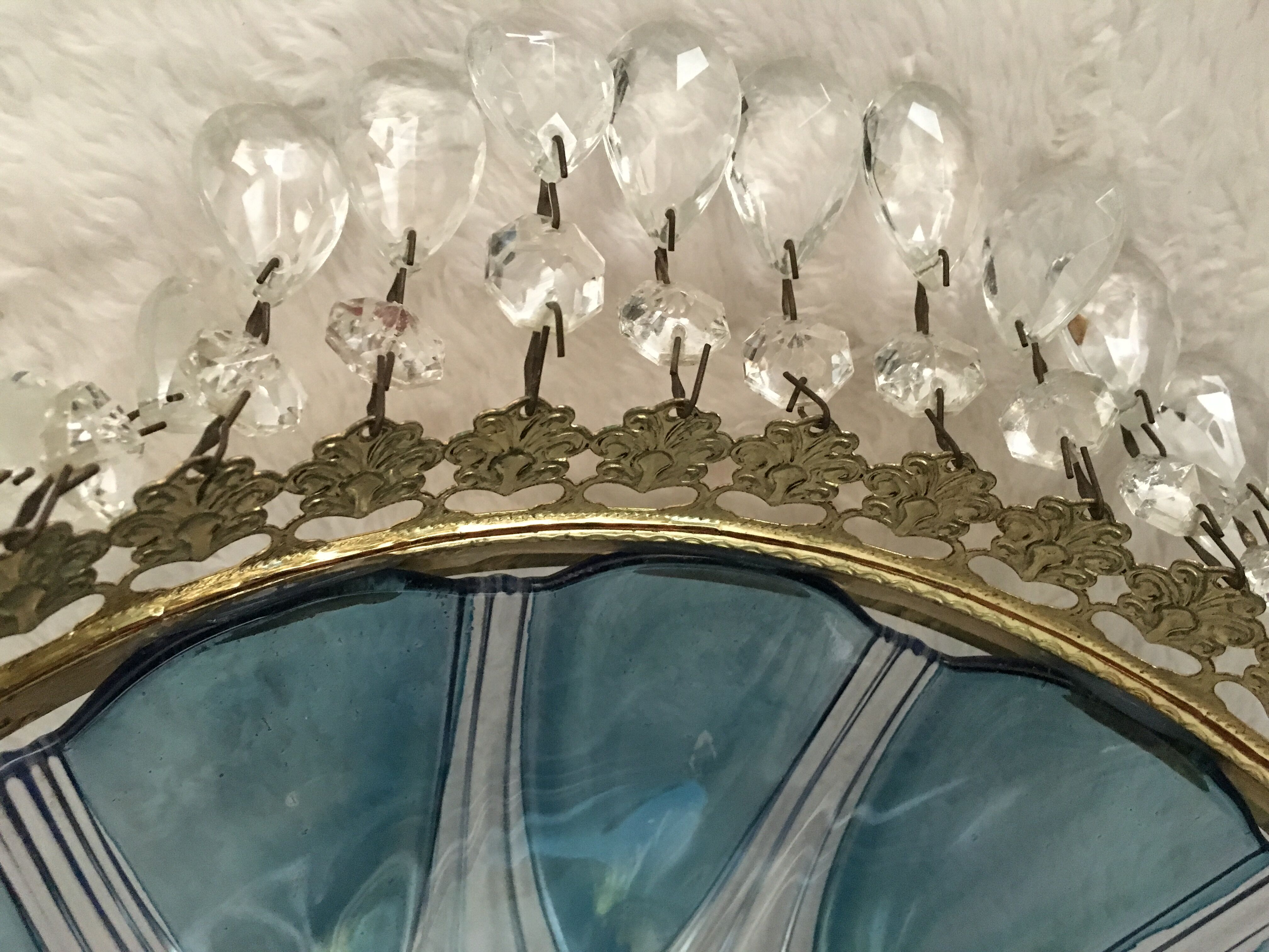 Glass chandelier Blues shabby chic has tassels