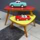 1958 side table unit in red and yellow