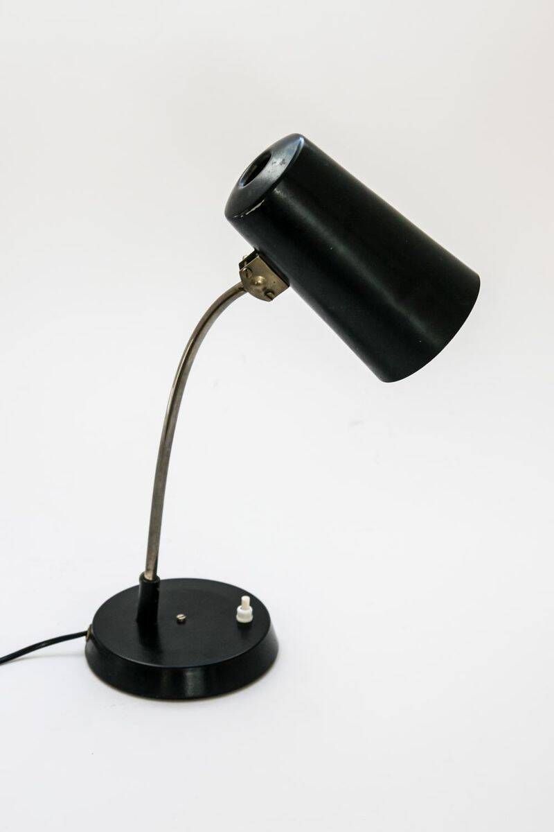 Lampe de table noire des années 60, style milieu de siècle.