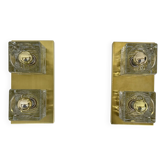 Pair of Peil & Putzler ice cube glass wall lamps, 1970s