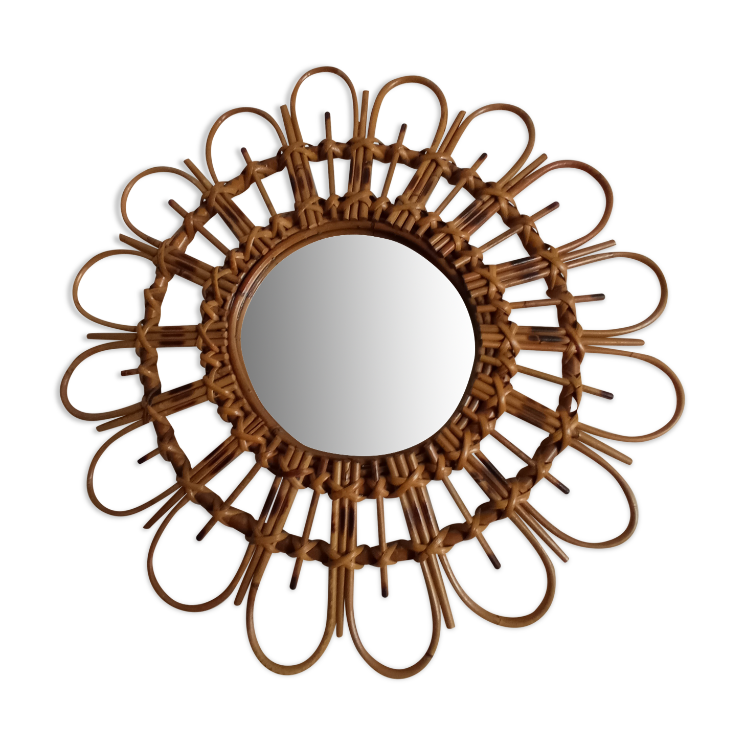 Vintage bamboo mirror 56cm